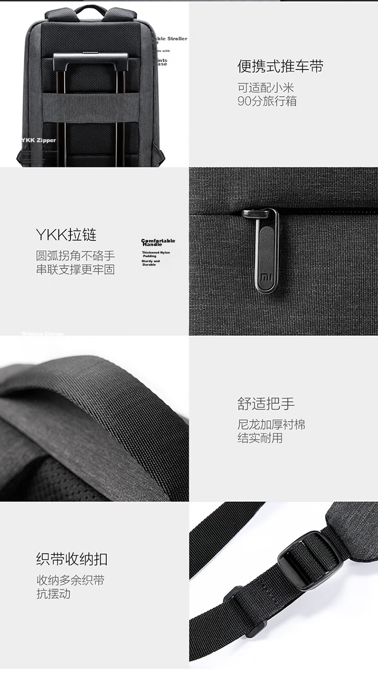 MI Minimalist Urban Backpack Men's Laptop Bag Business Travel Women's School Bag Light Gray 6