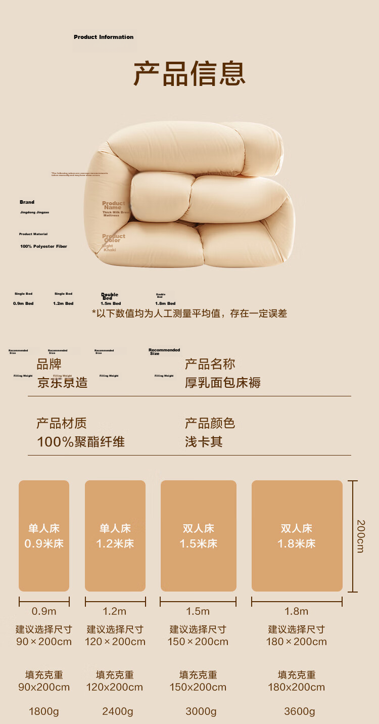 JD Original Warm Sheep Bedding, Class A Cold Winter Warm Lambswool Fabric, Thickened Mattress Pad, 1.8x2m, Warm Brow 17