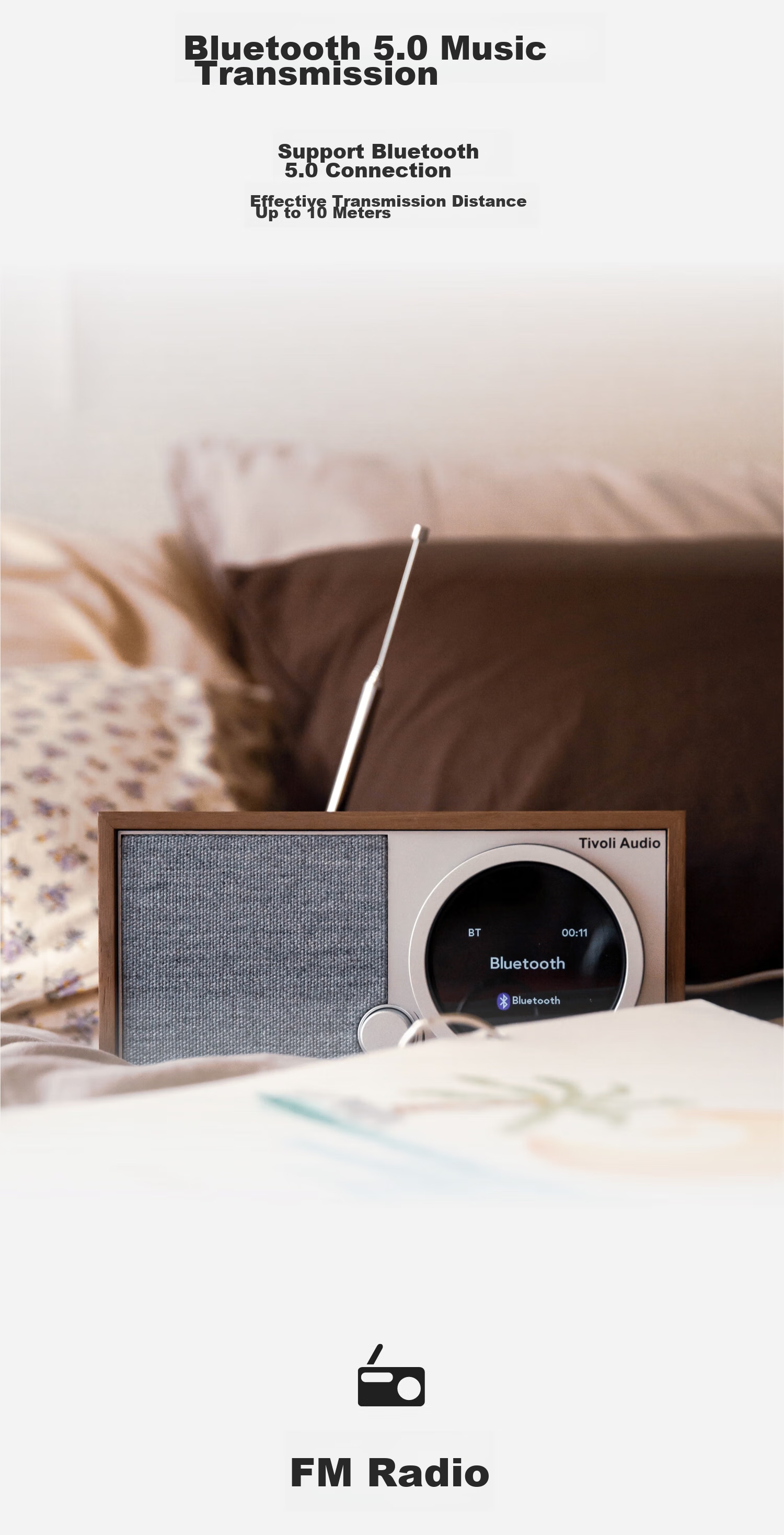 Tivoli Audio M1D2 Stylish Wooden Retro Home Speaker, WiFi Speaker, Bluetooth Speaker, Home Theater Sound System, Birthday Gift 6