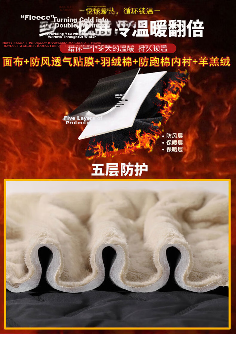 MiiOW Cotton Pants for Men, Winter Casual Plus Size, Fleece-Lined Thick Lambswool, Outdoor Workwear Sports Warm Trousers, Men's Pants 14