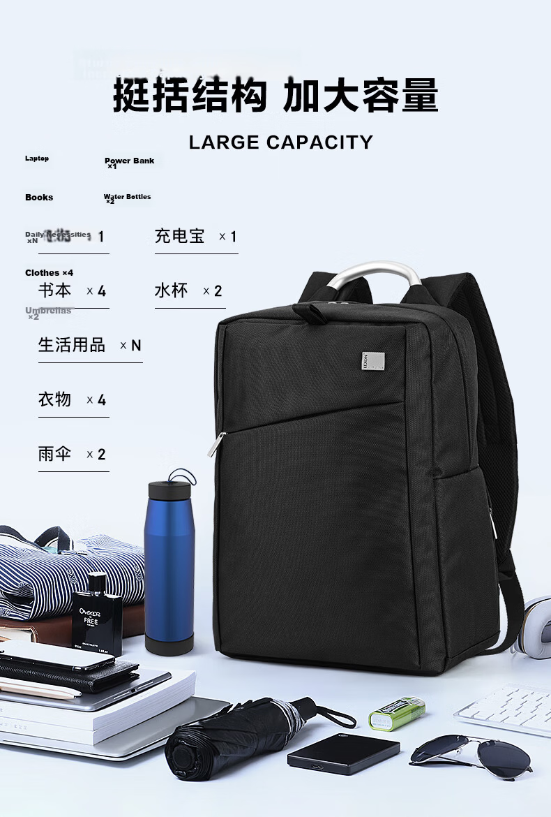 LEXON Backpack Business Laptop Bag for 14/15.6/16 Inch Notebooks, Travel Backpack for Men, Gray Schoolbag 4