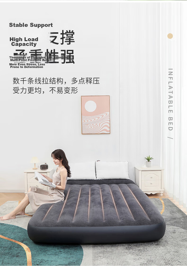 INTEX Double Large Inflatable Air Mattress with Built-In Electric Pump, Pillow, Automatic Inflation, for Car And Home Use, Foldable Bed for RV 64150 5