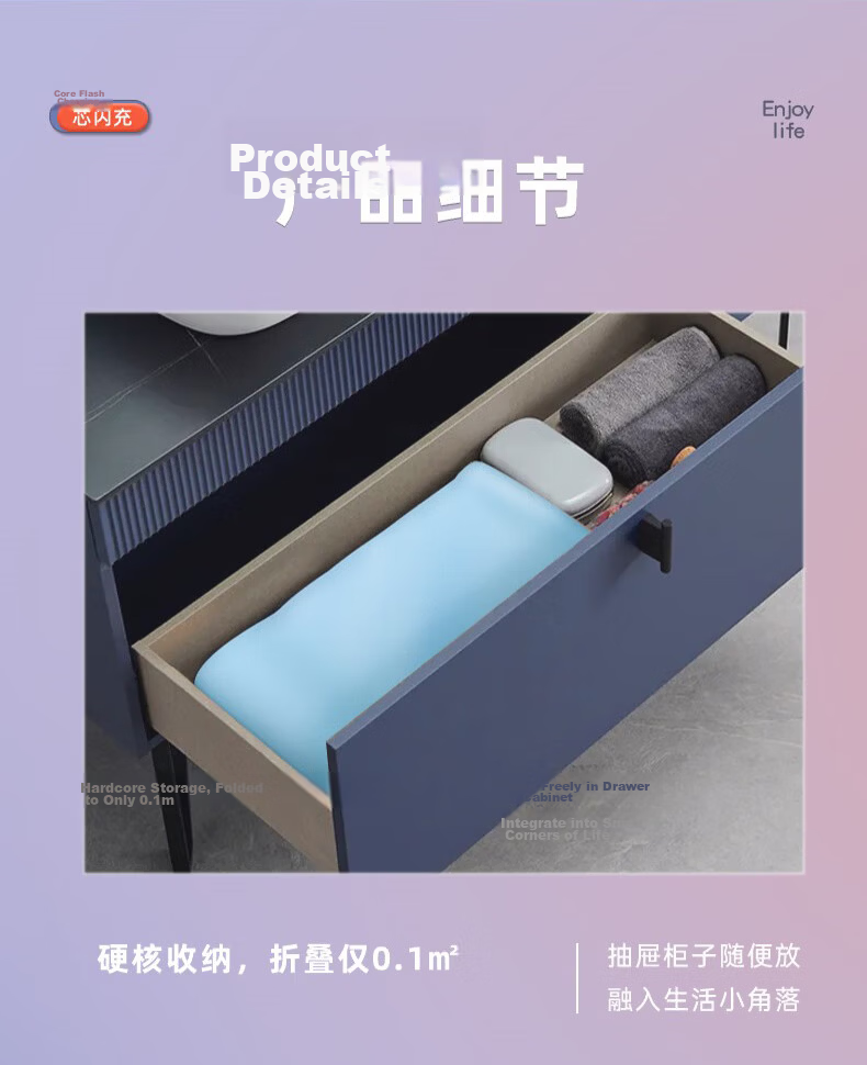 Adandyish Portable Inflatable Bathtub Wireless Core Flash Foldable Full-Body Steam Soaking Tub Pool Blue 1.4m 3-Layer 10