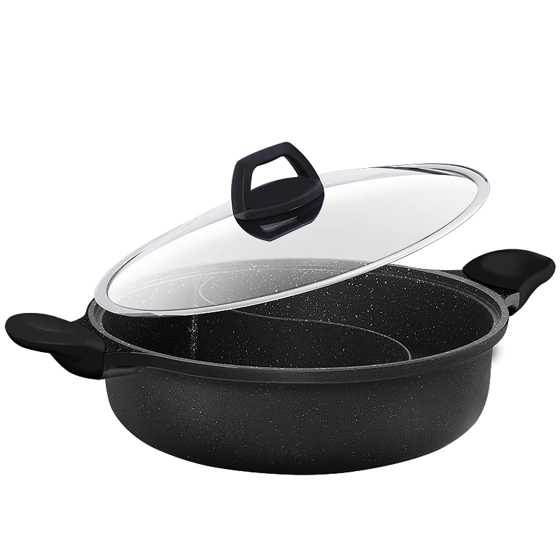 Chuida Huang Hot Pot Dual-Flavored Non-Stick Frying Pan Maifan Stone Coating 30cm Induction Cooker Compatible HG30YY