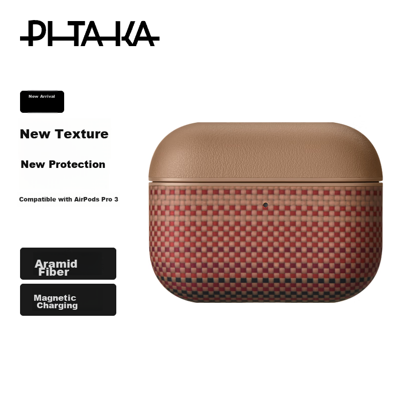 PITAKA Apple AirPods Pro 3 Case MagSafe Wireless Charging Compatible Aramid Fiber Drop-Resistant Slim Skin-Friendly Anti-Fingerprint Sunset