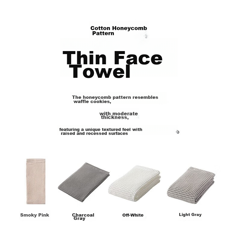 MUJI Cotton Honeycomb Texture Face Towel, Thin Long Pure Cotton Face Washing Towel for Face And Bath, Charcoal Gray, 34x85cm 1