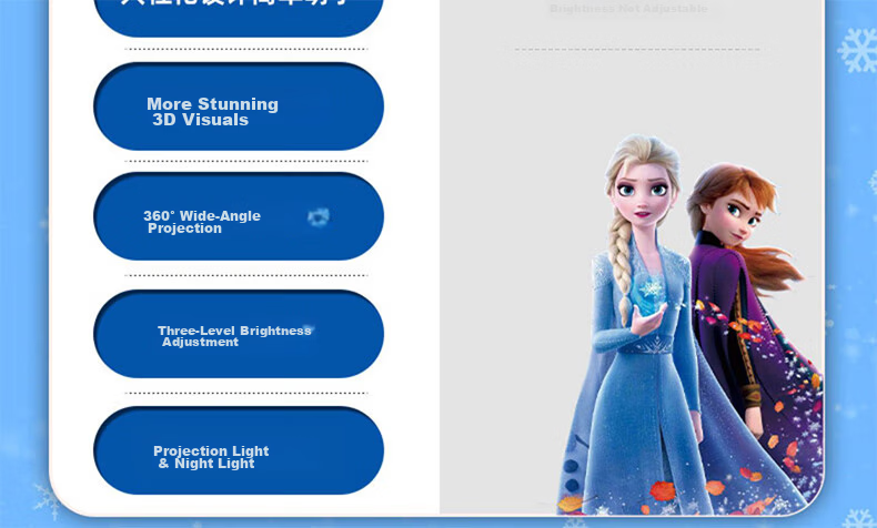 Disney Elsa Princess Starry Sky Projection Lamp Children's Toy Girl's Birthday Gift for Ages 7-14 Music Box Elsa 12 16
