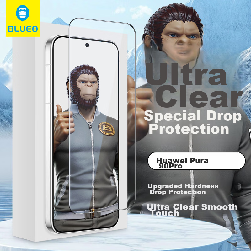 BLUEO Tempered Glass Screen Protector for Huawei Pura90 Pro / Pura80 / Pura70 / Oppo Find X8 - HD Ultra-Thin Anti-Fingerprint Shockproof Protective Film