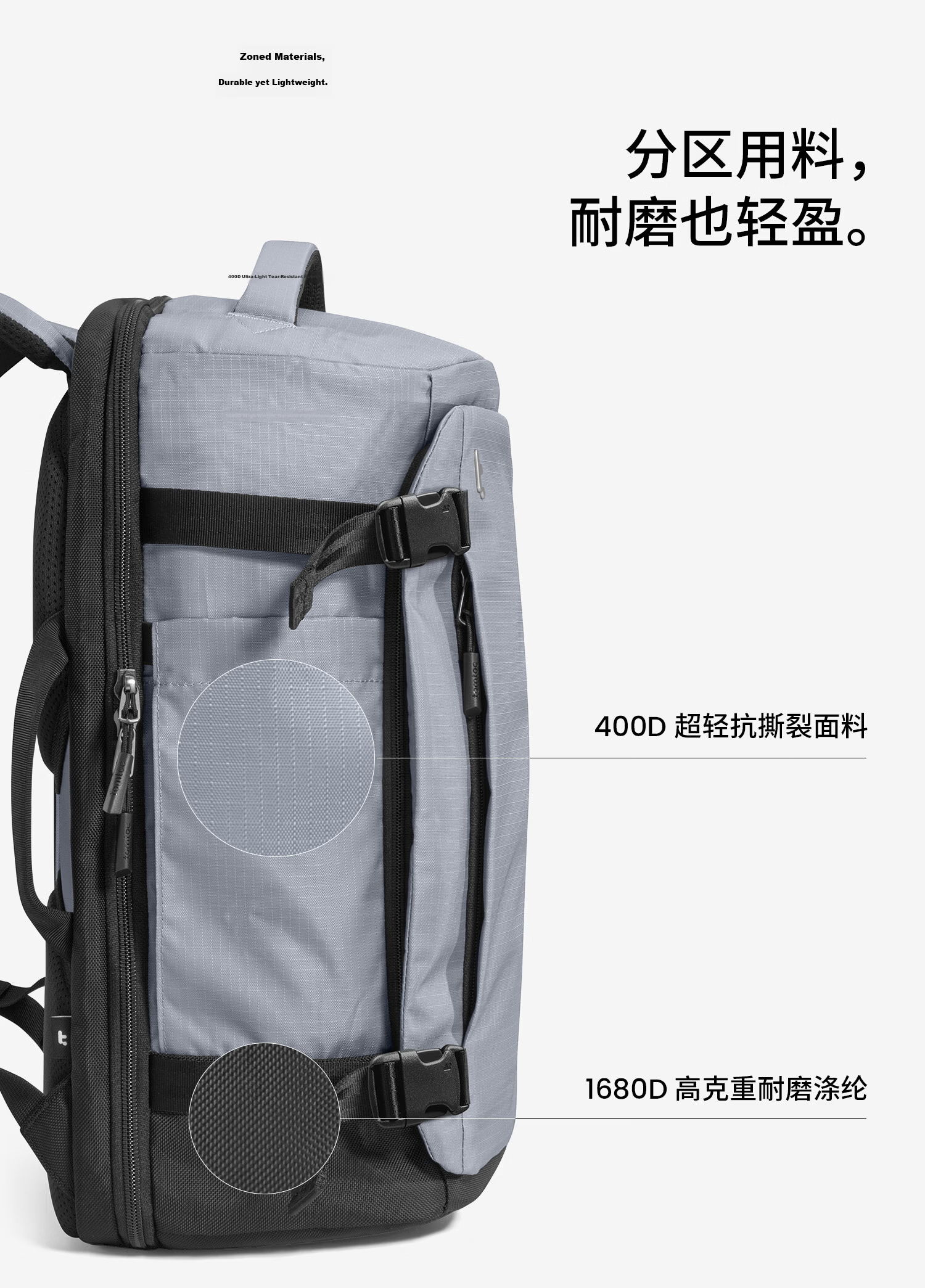 Tomtoc Travel Backpack Large Capacity 40L Carry-On Luggage Bag for Men and Women 17.3-inch Laptop Backpack 11