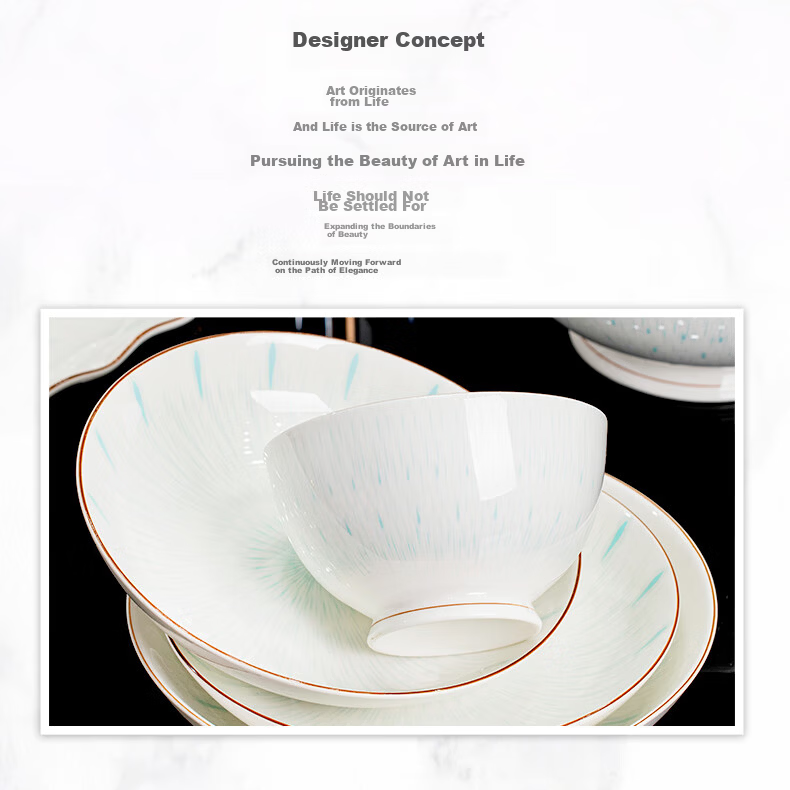 Yichen Underglaze Porcelain Tableware 4.5-inch European Style Footed Rice Bowl Soup Bowl for Home Use 4