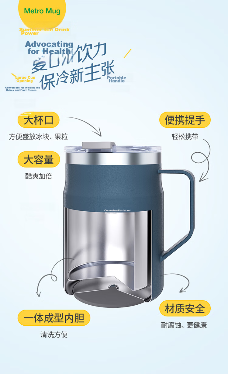 LOCK&LOCK Encounter Coffee Mug Insulated Thermal Desktop Cup for Men and Women 475ML Mint Green LHC4219MIT 12
