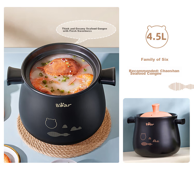 Bear 6L High-Temperature Resistant Ceramic Casserole Pot for Whole Chicken Soup Stewing, Gas Stove Compatible, Crack-Resistant Clay Pot 14