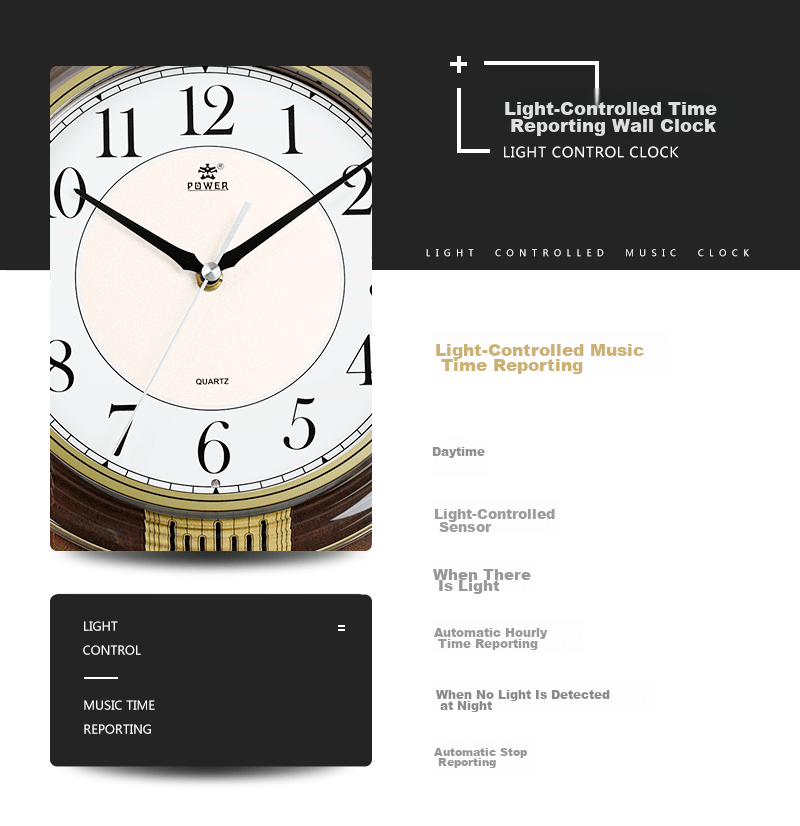 POWER Bawang Living Room Clock Hourly Music Chime Wall Clock Luxury Quartz Clock 43cm 6773ARMKS 1