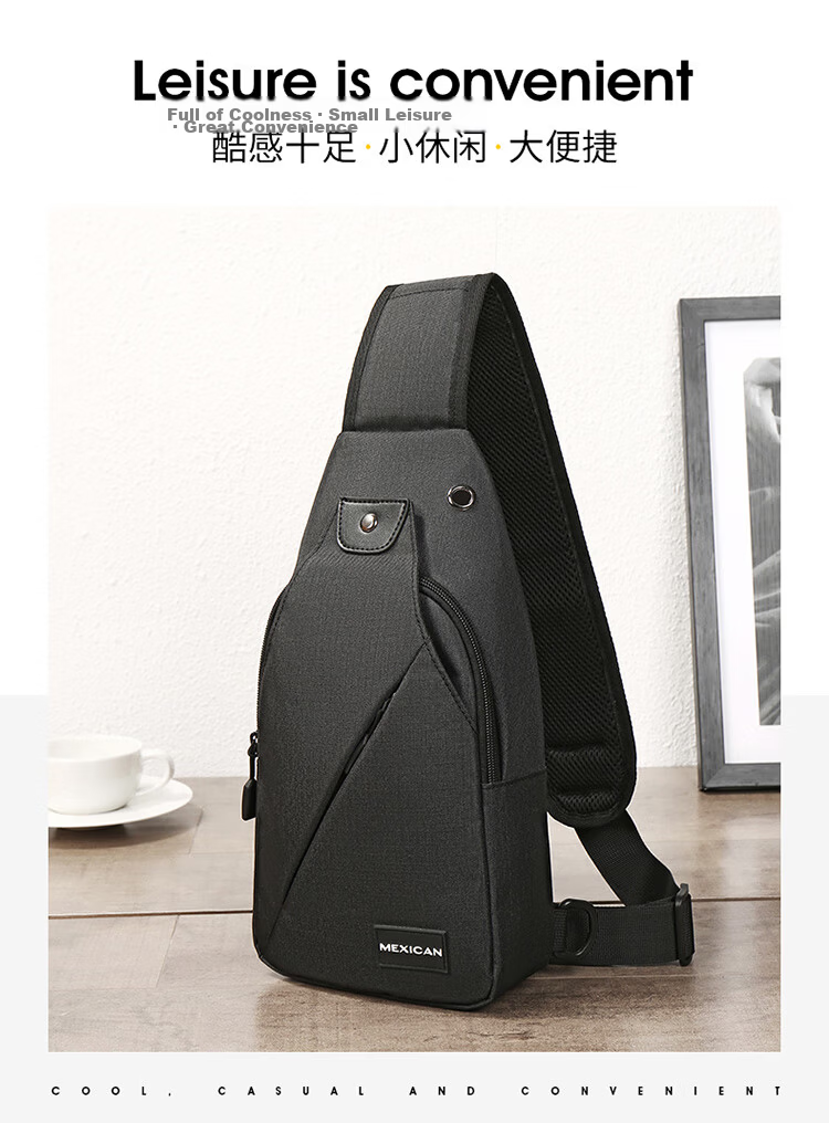 MEXICAN Men's Chest Bag Travel Casual Single Shoulder Crossbody Phone Waist Bag Canvas Backpack Cycling Student Commuter 5