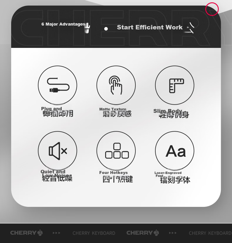 CHERRY KC1000 Membrane Keyboard Office Keyboard Quiet Wired Laptop External Slim Lightweight Durable Chocolate Key Multimedia Extra Keys Black 2
