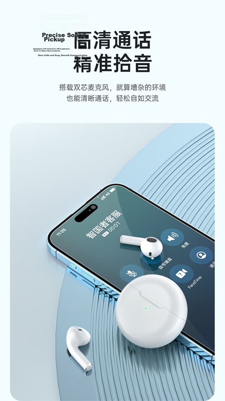 Zhiguozhe Bluetooth Earphones Semi-In-Ear Wireless for Huawei Honor Phones 2026 Latest Long Battery Life Music Noise Cancelling Compatible with Xiaomi Vivo Ear-Friendly 6