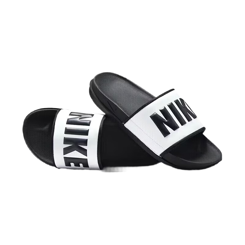 NIKE Women's Slippers, NIKE OFFCOURT SLIDE Sneakers, BQ4632-011, White And Black, Size 35.5