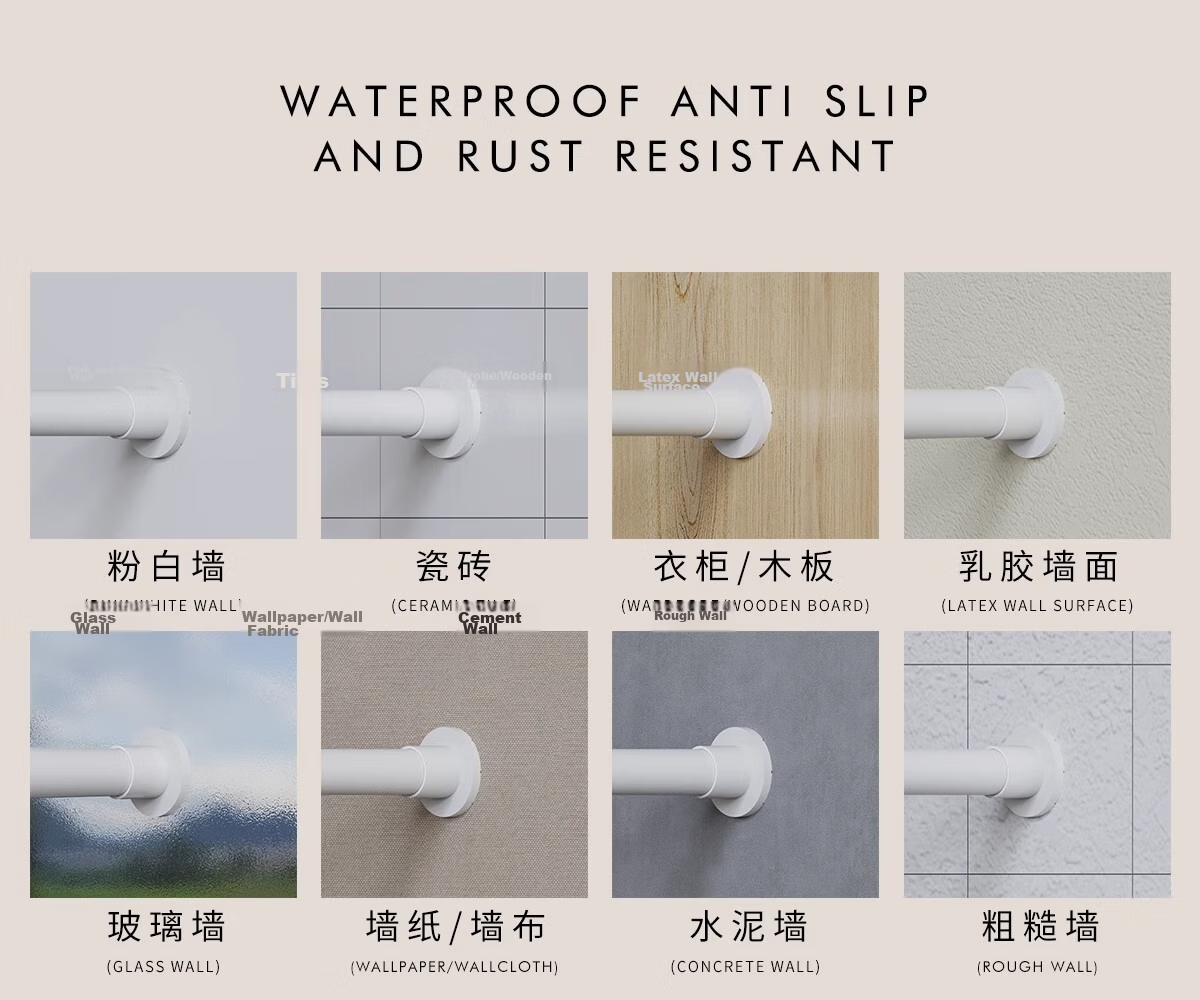 Honglu No-Drill Telescopic Rod No-Installation Clothes Drying Rod Hanger Bedroom Curtain Rod Shower Curtain Rod Door Curtain Rod 11