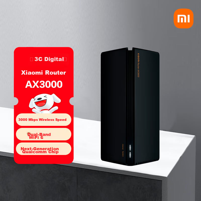 MI AX3000 5G Dual-Band WIFI6 Router with Built-in 4 Independent Signal Amplifiers, 256MB Large Memory, Mesh Networking for Home Use