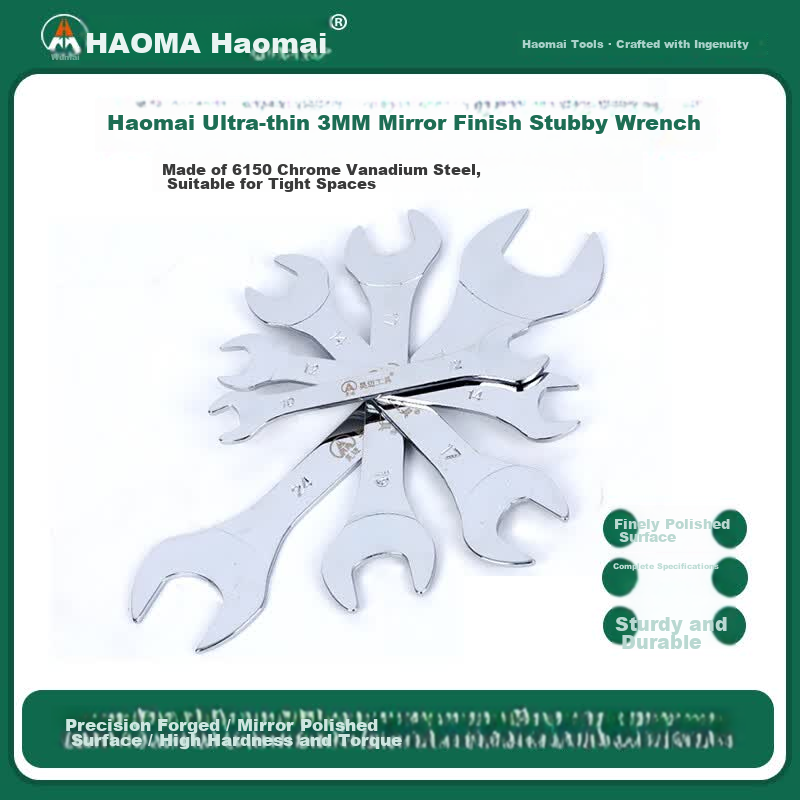 Haomai 3mm Ultra-Thin Mirror Double-Ended Open Wrench 30x32mm HM-633032 1
