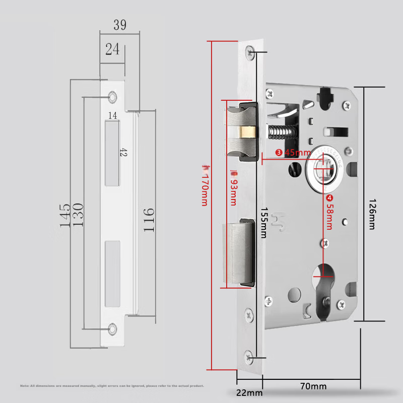 Auburn Handle Lock Split Indoor Bedroom Door Lock Silent Lock Body Copper Core Copper Key Door Lock A-19 Black 16