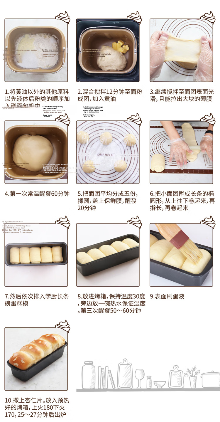 Chefmade Black Non-Stick Long Loaf Bread Cake Toast Baking Mold Oven Home Use WK9098 11