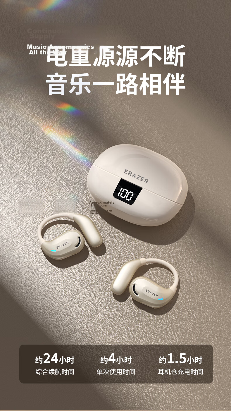 Lenovo Invests in Brand Yinengzhe LED Digital Bone Conduction Concept Headphones, Open-Style Sports Long Battery Life Directional Sound Transmission ENC HD Calling, Digital Display Power Level | Iron Gray 12