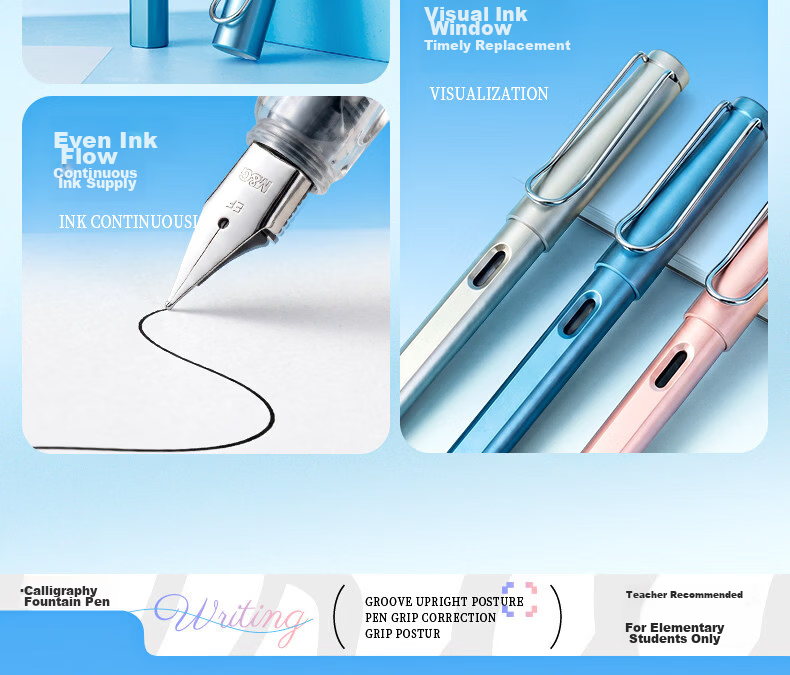 M&G Stationery Elementary School Student Fountain Pen for Back-to-School Handwriting Practice, Correct Posture, Fine Nib, Suitable for Boys and Girls Beginners, Grade 3 EF Nib Signature Pen, Single Pe 5