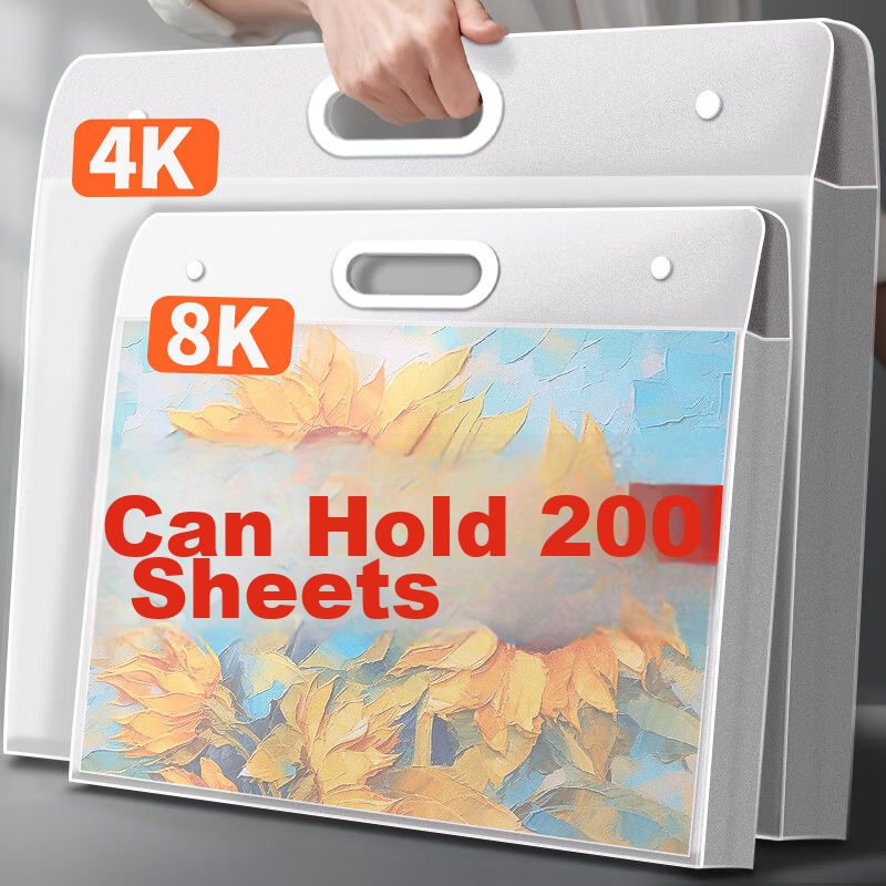 Xinsida Art Portfolio 4K Sketch Drawing Paper Folder A2 Artwork Storage Bag A3 Poster Oil Painting Bag Transparent White for Children Students