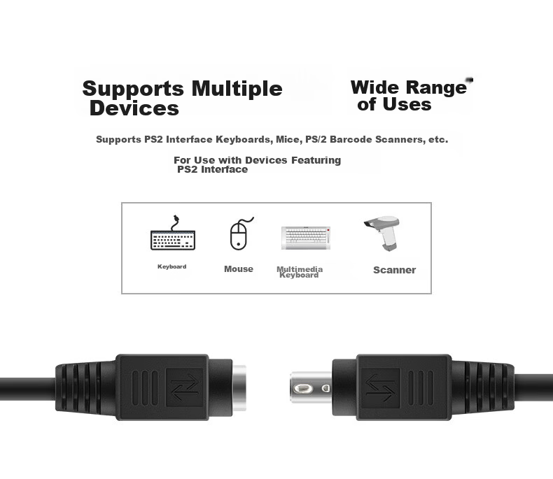 Bosender PS2 Extension Cable Male to Female 6-Pin 6-Core Long Cable Direct Connect Computer Mouse Keyboard Extension Round Head Pure Copper 2m BSD-PS2-GM2 2