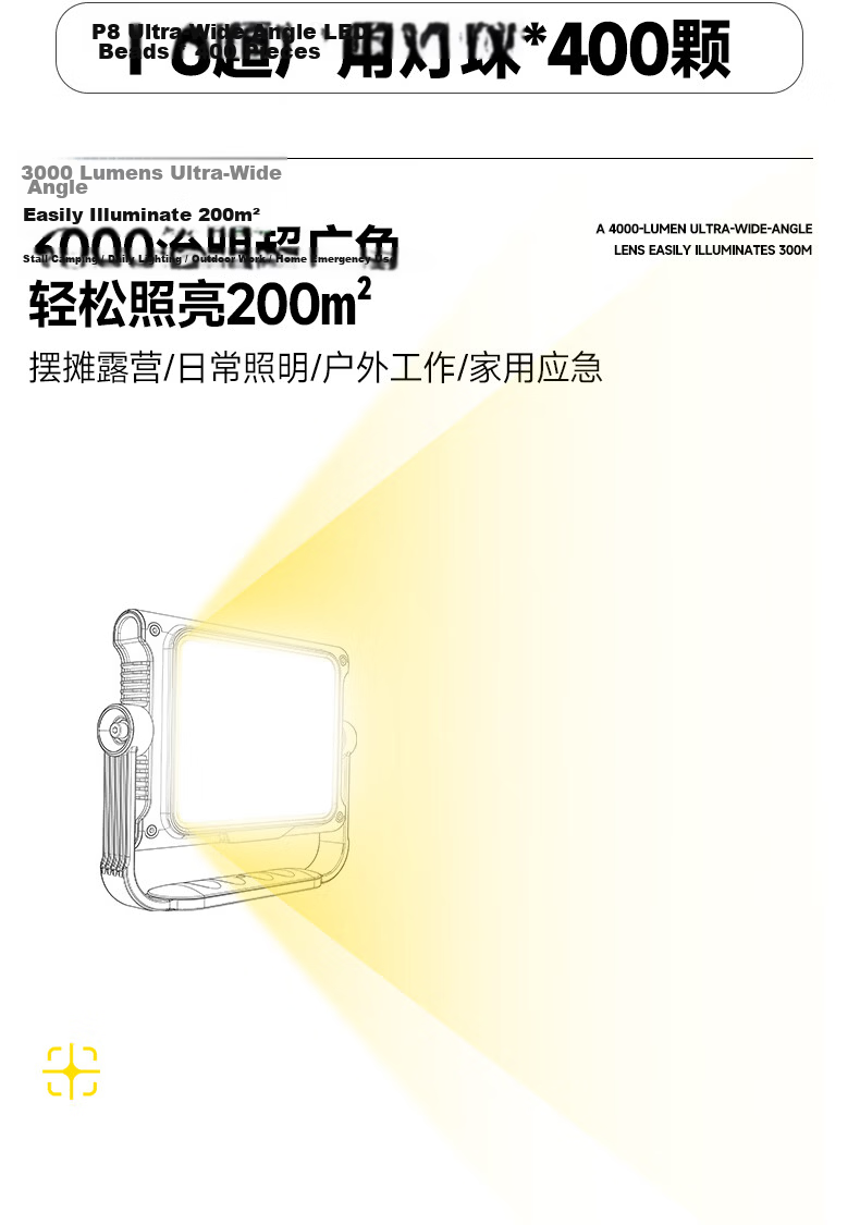 LEM Rechargeable Camping Light Long-lasting Super Bright Emergency Floodlight for Night Market and Construction Site 4