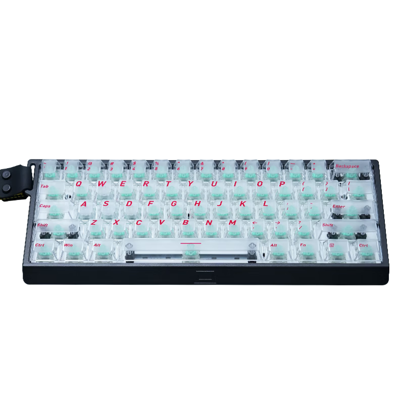 Zhenhuo Gaming Transparent Foggy Keycaps Wooting Little Bee Made68/75 Mechanical Magnetic Axis Keyboard Custom PBT Doubleshot 94-Key Red