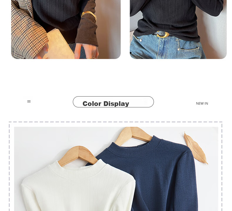 LangSha Elegant Base Layer, New Mid-Neck Inner Wear, Slimming, Suitable for Outer Wear, Brushed Fleece Women's Long-Sleeve Top 5