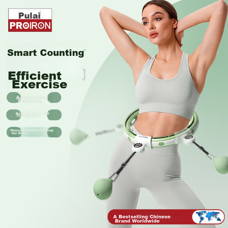 PROIRON Hula Hoop Weighted Waist Slimming Smart Counting Adult Detachable Low Noise Green