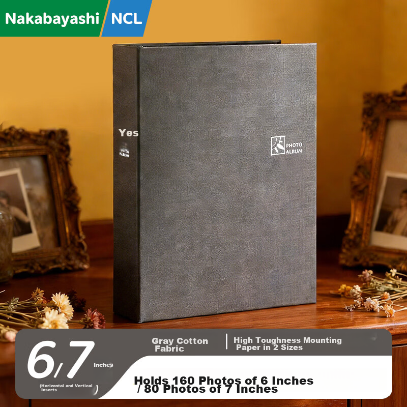 Nakabayashi NCL Fabric Photo Album Pocket Style Family Memory Book 5/6/7 Mixed Sizes Storage Album 6-inch/7-inch Light Blue Mixed Pack
