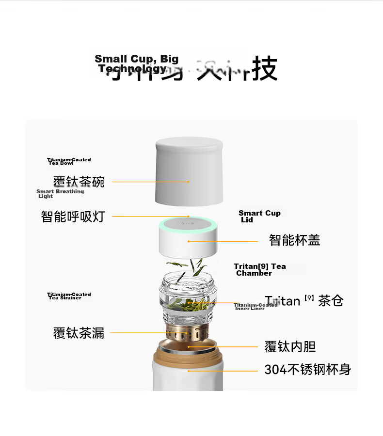 Hongmeng Smart Choice Haers Insulated Smart Tea Brewing Cup Large Capacity Tea Separation Cup Teacher's Day Gift for Men and Women 3