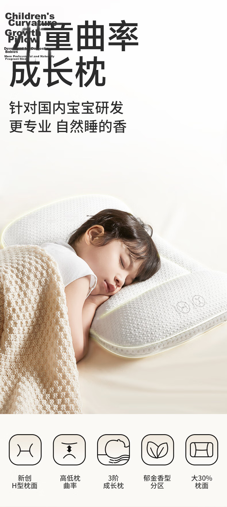 Beedoll Children's Pillow for Ages 1 And Above, Baby Pillow for Ages 2-3 Growth Pillow for Students, All Seasons Universal, 2 Layers 3