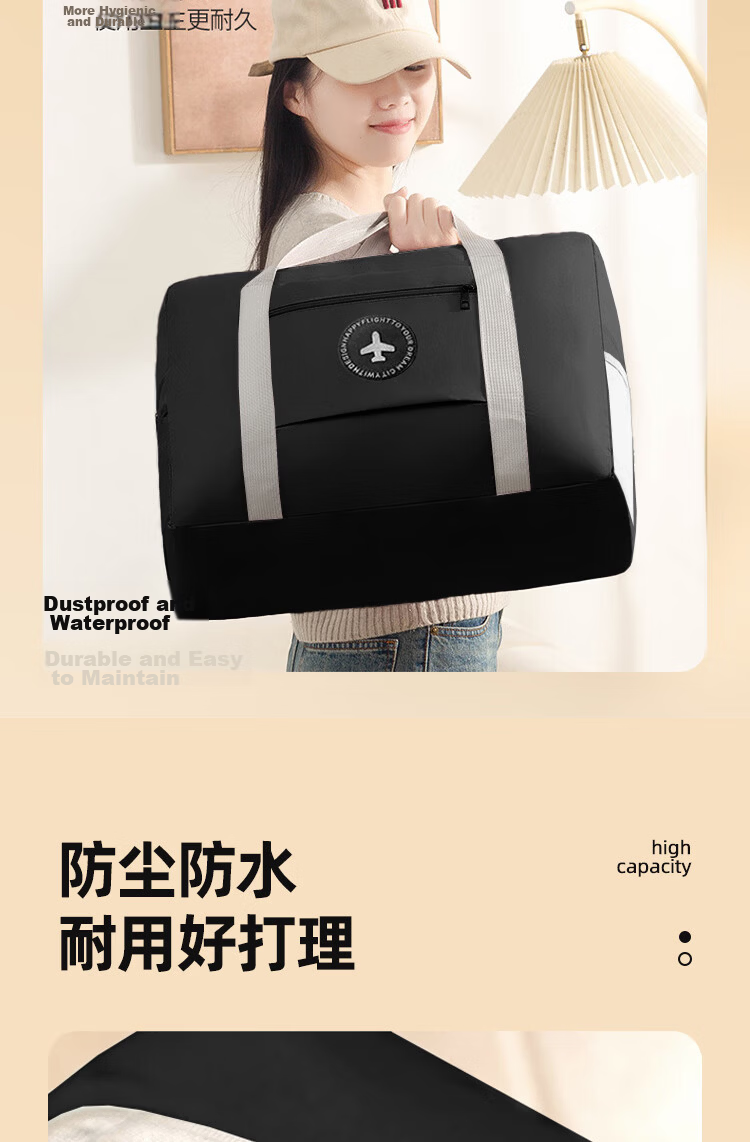 LOHAS Travel Women's Luggage Trolley Bag Matching Handheld Storage Bag Large Capacity Front Pocket Airplane Hanging Bag 9