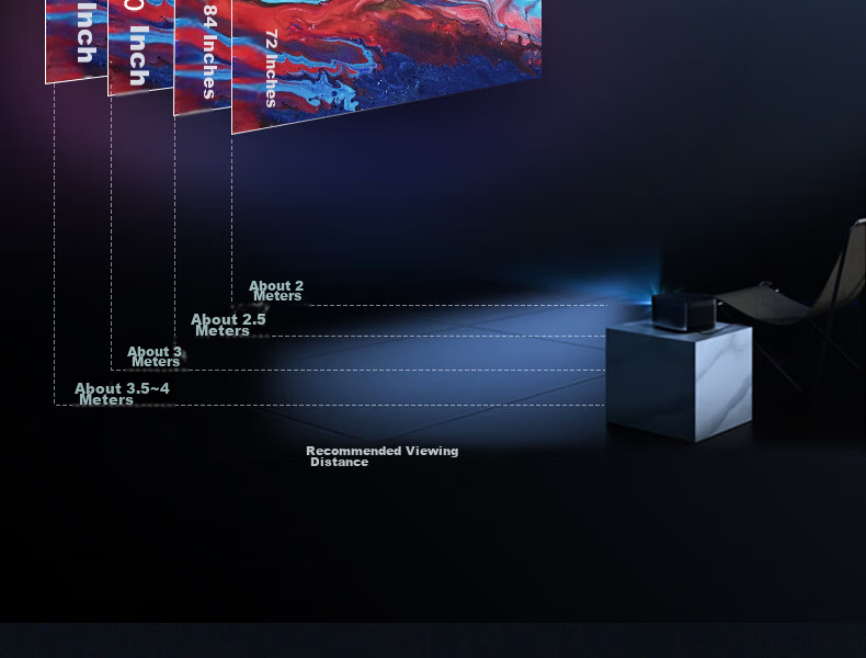 Wuyinxiang Electric Projection Screen 120 Inch 16:9 Motorized Remote Control Screen Long Focus Projector Screen HD Projector Screen H8008 Compatible with Epson XGIMI JmGO Dangbei 13