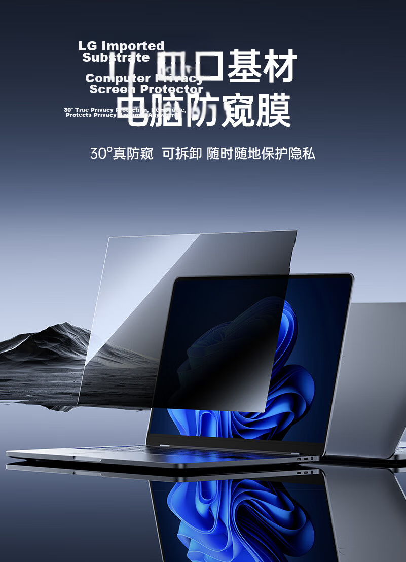 Llano [Reversible] Laptop Privacy Screen Protector for Lenovo Xiaoxin 14/Thinkbook 14+, Screen Protection Film, Privacy Shield, 14-Inch 16:10 Universal 1