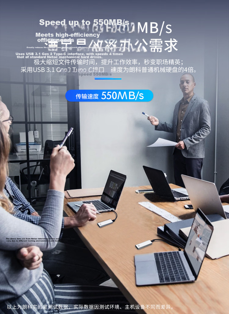Netac 256GB Type-C USB3.2 Portable Solid State Drive NVMe Protocol (PSSD) ZX20L, Direct Phone Connection, Read Speed up to 2000MB/s 2