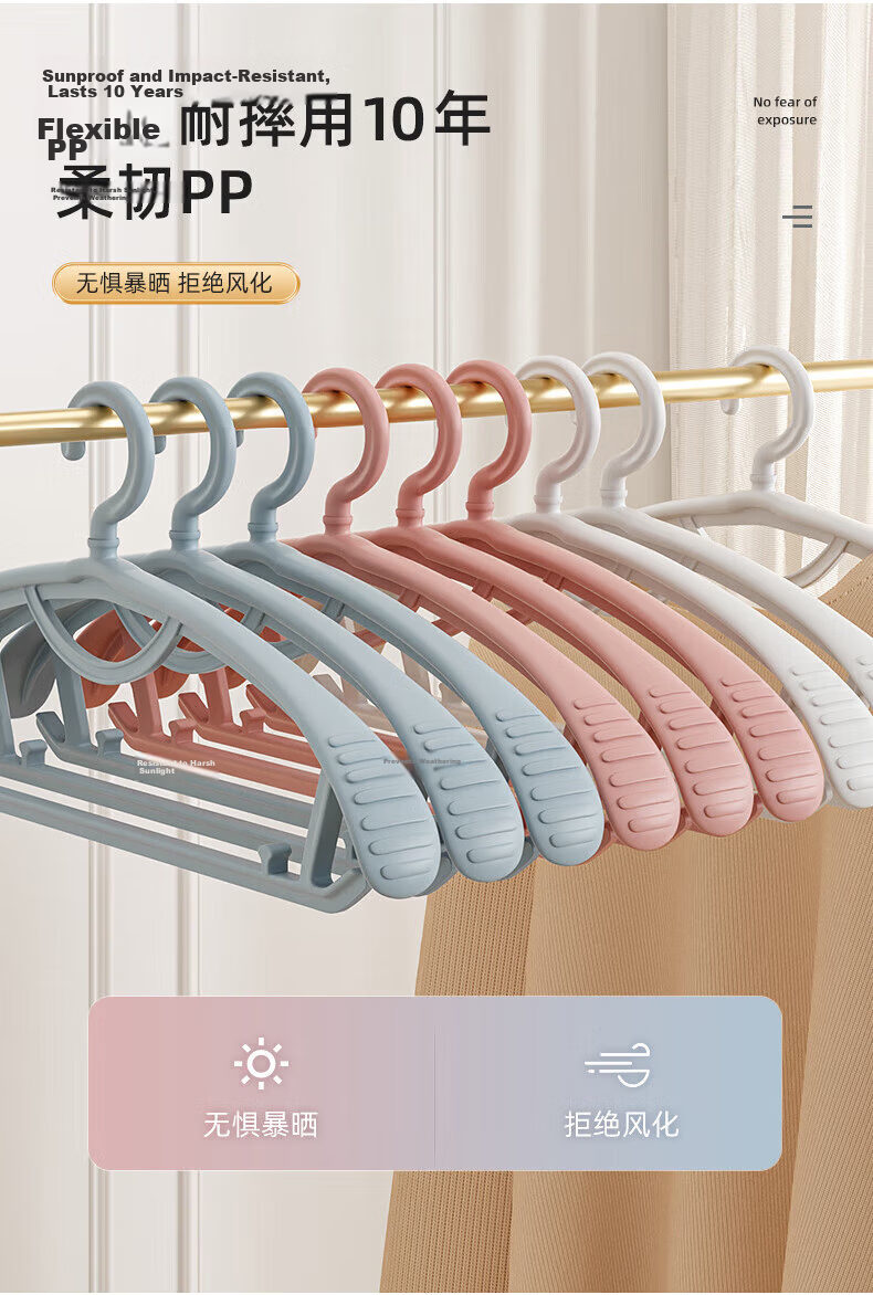 Yemai Wide-Shoulder Hangers for Adults, Clothes Hangers, Drying Rack, Non-Slip Hangers, 10-Pack, Gray 1