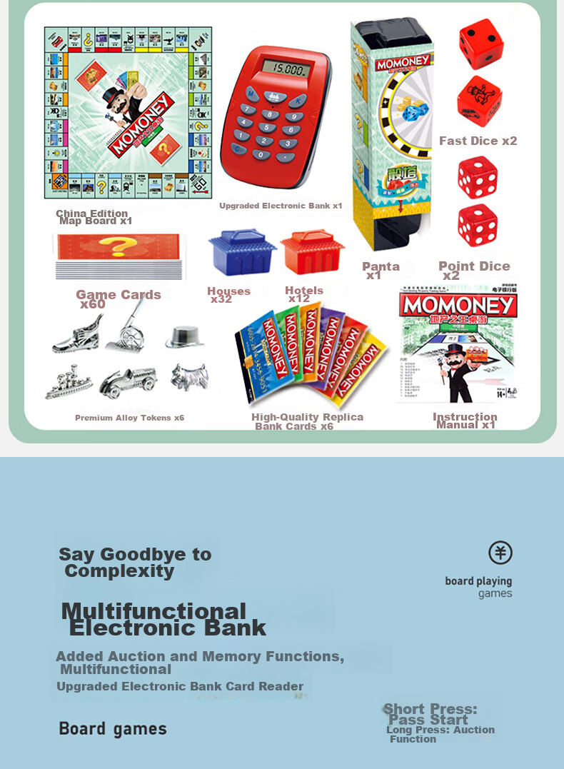 Purple Lake Monopoly China Tour Deluxe Edition Real Estate King Extra Large Electronic Board Game Toy 3
