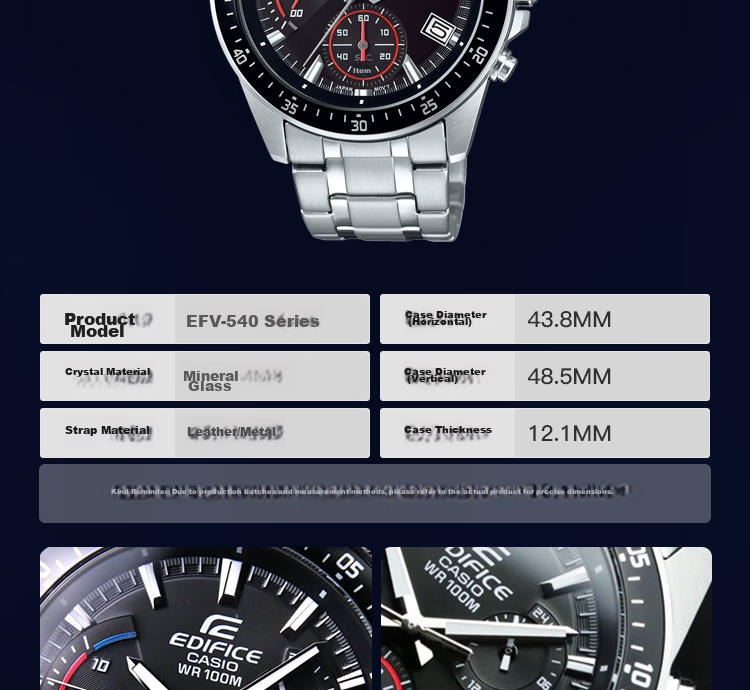 CASIO EDIFICE Men's Fashion Business Student Quartz Watch EFV-540D-1A 6