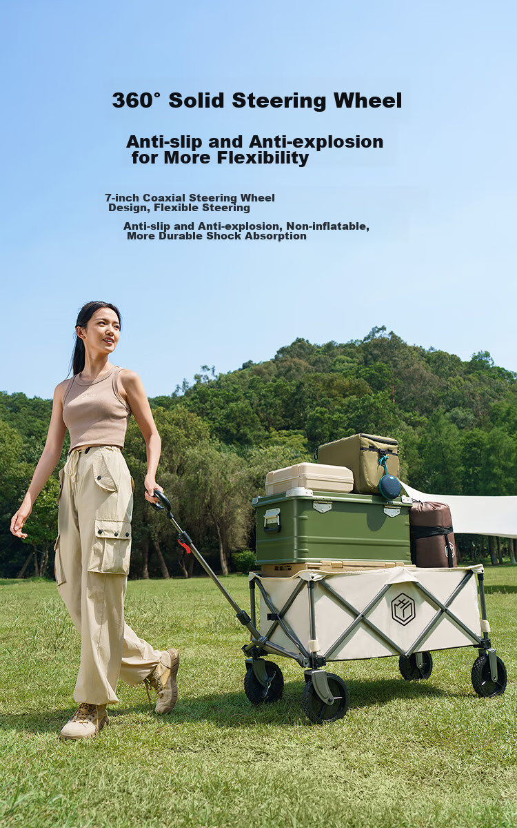 JD Original [600 Jin Capacity] Push-Up Outdoor Camping Cart Folding Trolley for Stalls And Carrying Dubai Sand 12