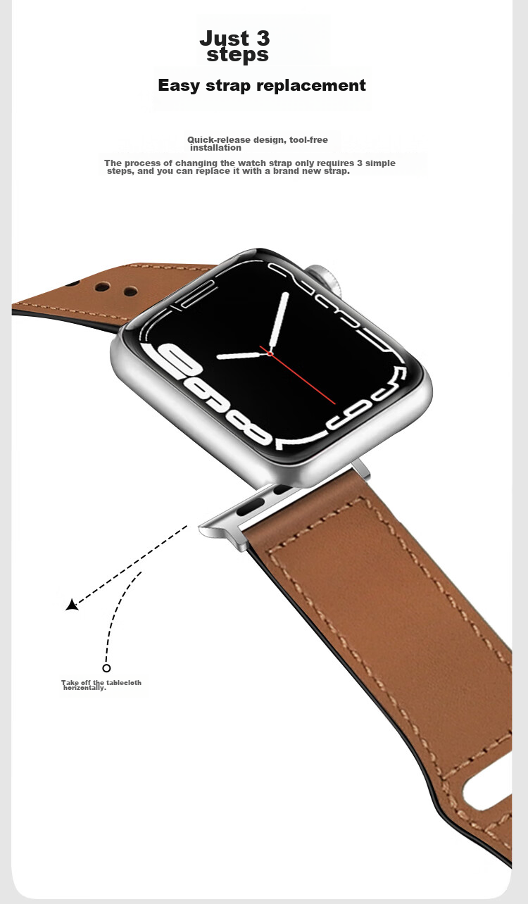 MSSM Leather Watch Strap Compatible with Apple Watch, Swift Cowhide Band for IWatch S12/11/ultra4/S10/9/SE3 - Brown 44-49 19