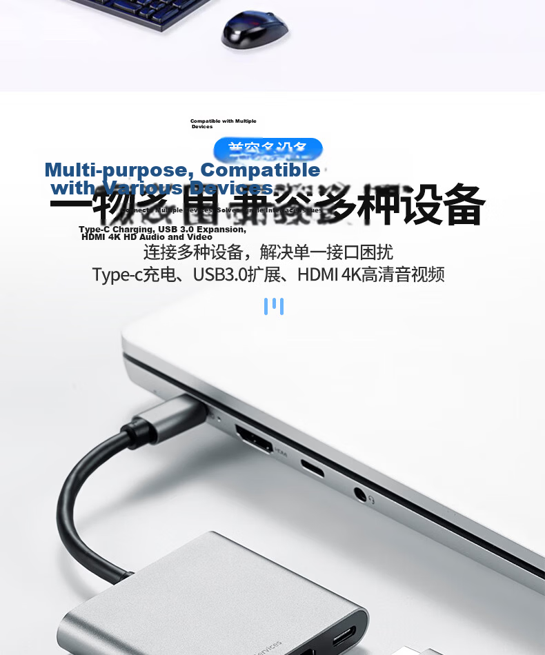 Lenovo Type-C Expansion Dock, USB Hub Splitter, HDMI 4K 60Hz Adapter, PD 100W Laptop Docking Station BY06-H2 (Metal) 5