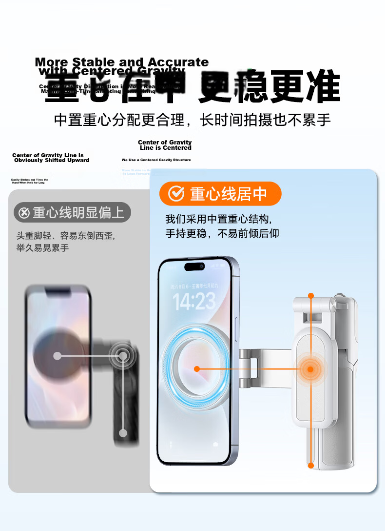 Wonew 【Z3】Palm Rod Zoomable Magnetic Selfie Stick Handle Bracket Assistant Travel Concert Photography Tool Colorful Snail Selfie Stick 2026 New Model 12