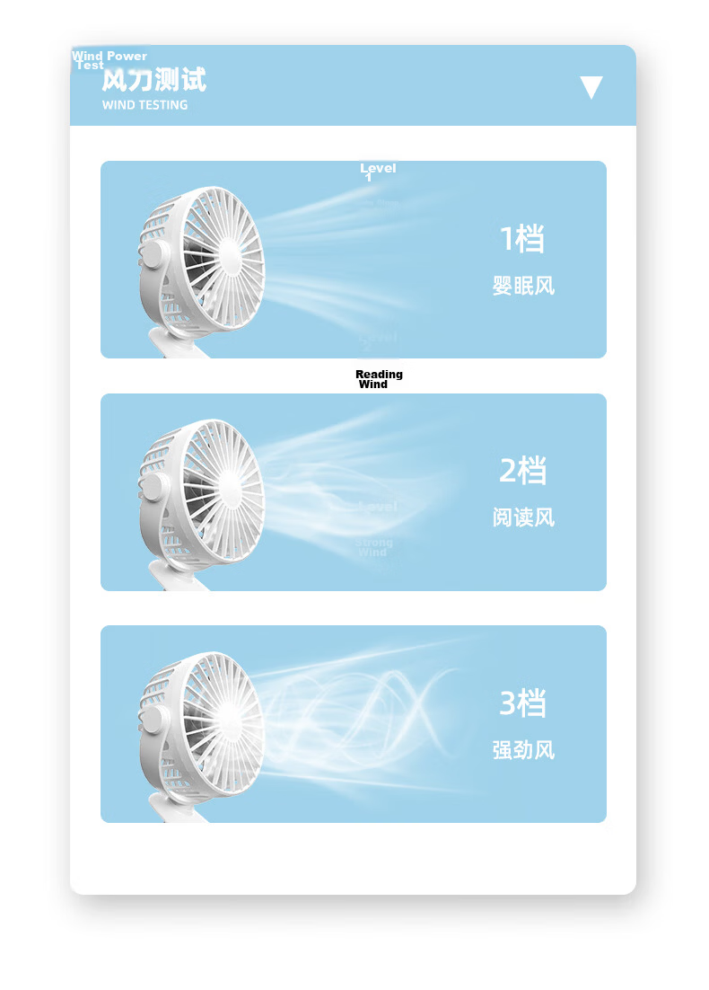 Kalai'ao Desktop USB Mini Fan with Clip, Office Student Dormitory Car Kitchen Hanging and Standing Small Household Electric Fan, Rechargeable Desktop Clip Fan 7