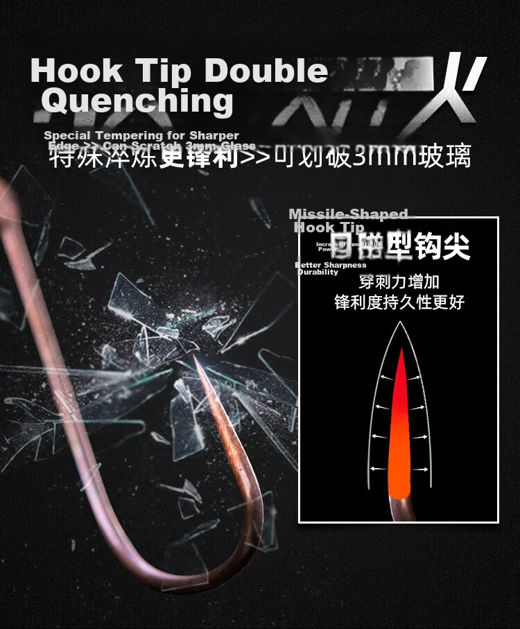 SIMAGO Ximando New Guandong Improved Yizu Iseni Fish Hook, Sleeve Hook, Ultra-Light Hard Titanium Alloy Black Pit Crucian Carp, Size 7.0 3